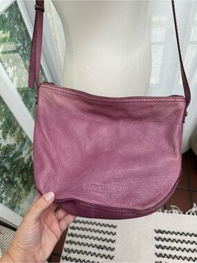 American Leather Co. Pebbled Purple Leather Crossbody Purse